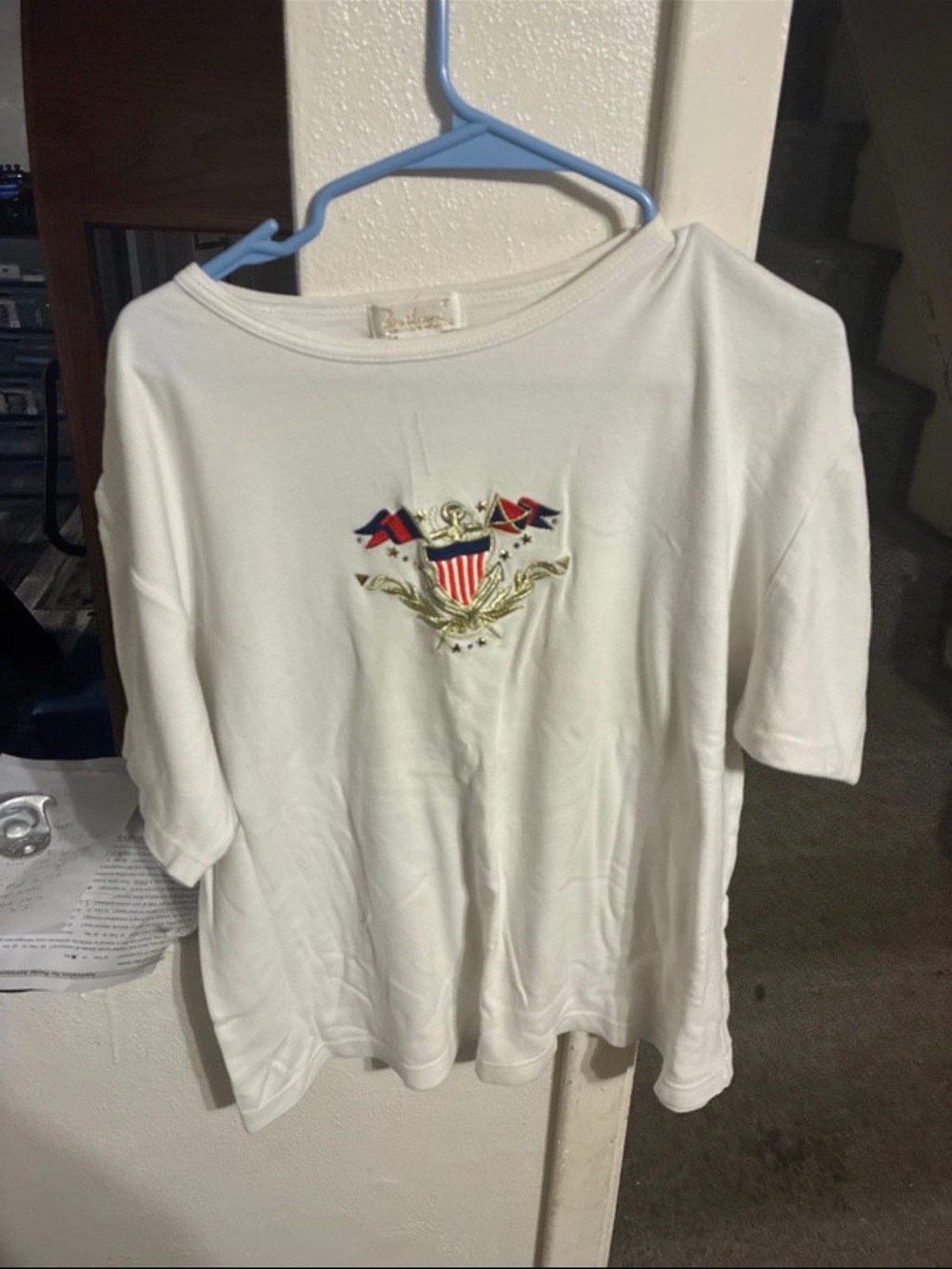 Berkshire White Tee with Patriotic Crest